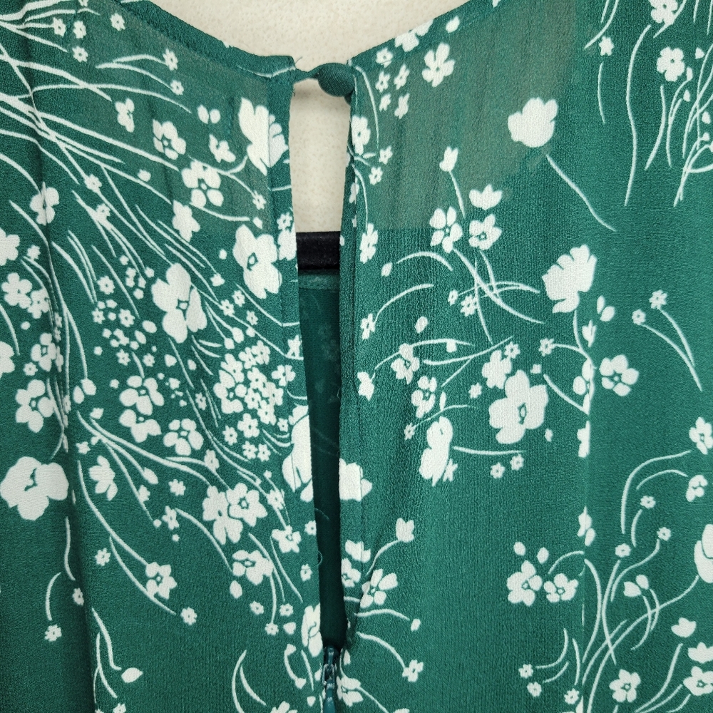 Reformation Doutzen Floral Green Mini Dress with Ruffle Sleeves and Hem Size 2 - Picture 8 of 15